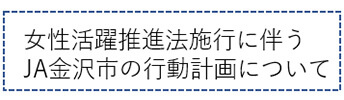 女性活躍推進法施行に伴う ＪＡ金沢市の行動計画について